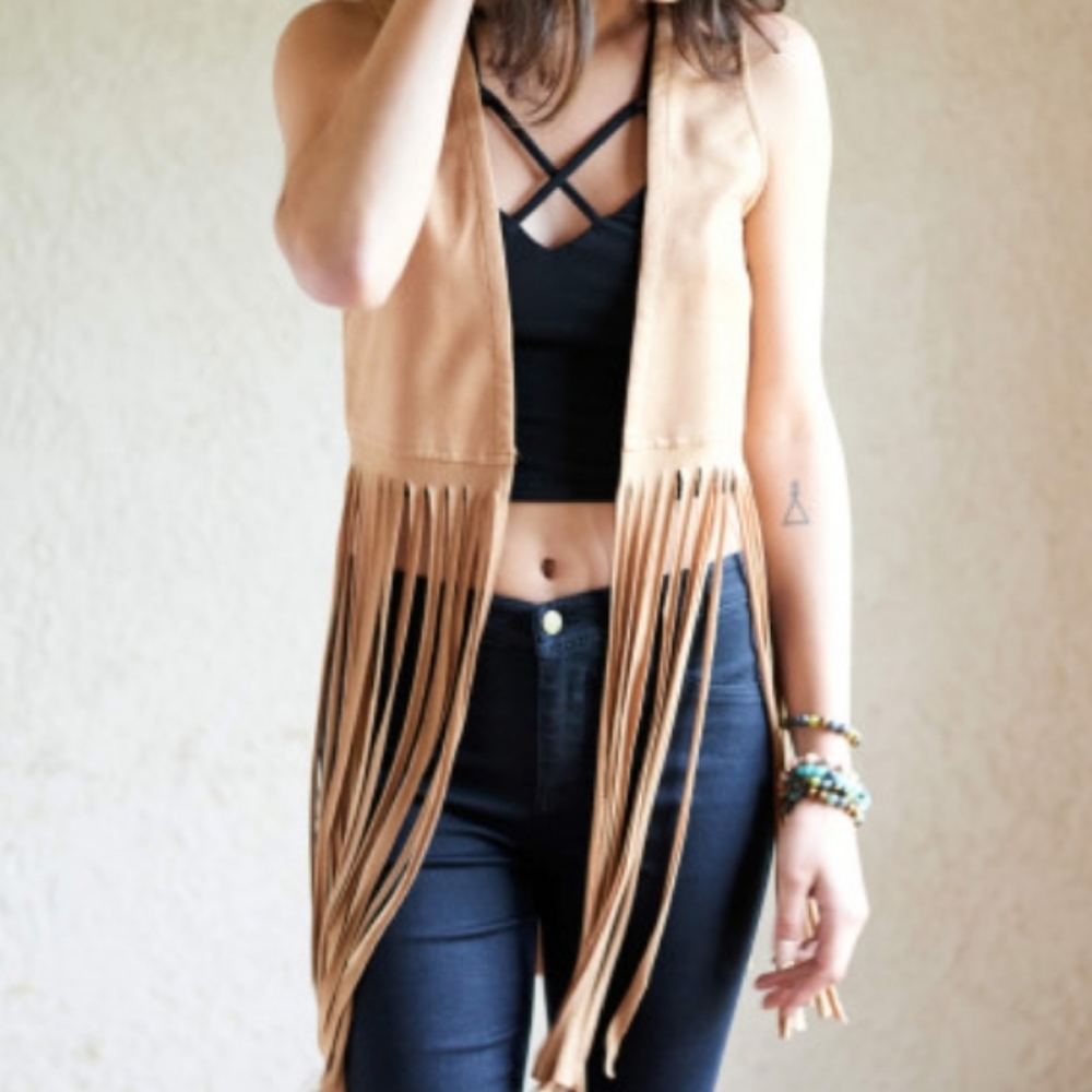 Cognac Faux Suede Vest